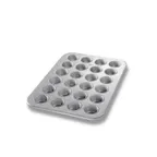 image of Chicago Metallic Bakeware 45245 Mini Muffin Pan - 13½" x 17⅞", 24 Cup, 2.1 oz, 26‑Gauge Steel, AMERICOAT® ePlus Glaze, Non‑PFAS, Made in USA