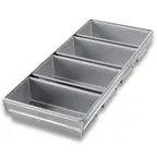 image of Chicago Metallic 45642 4‑Pan Pullman Loaf Set, 9" x 4‑1/2" Strapped, 26‑Gauge Aluminized Steel - 4/Set