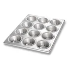 image of Chicago Metallic Bakeware 46120 - 12‑Cup Muffin Pan, 10"¾ x 14"⅛, 2‑¾" Cakes, 3.8 oz, Aluminum, USA