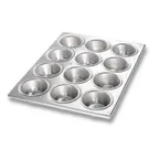 image of Chicago Metallic Bakeware 46125 Muffin Pan - 12 Cup, 10"¾ x 14"⅛, 2¾" Dia, AMERICOAT® Glaze, USA