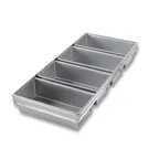 image of Chicago Metallic Bakeware 49145 4‑Pan Loaf Set, 10” x 5” 26‑Gauge Aluminized Steel, AMERICOAT® Glaze