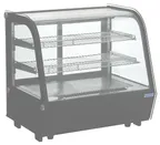 image of Hubert 132695 Kratos 29C-004 Display Case, 27.6"W x 22.4"D x 27"H, Black Glass, 2 Shelves, 1/3 HP, 115V