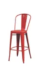 image of Hubert 36990 Outdoor Bar Stool, CenPro Barstool, 400 lb Capacity, Backrest, Footrest, Vibrant Red