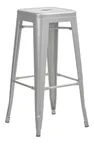 image of Hubert 67846 Outdoor Bar Stool, CenPro Barstool, 400 lb Capacity, Backless, Silver Finish, Light