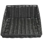 image of Hubert 86352 Basket, Rectangular 15"5 x 24" x 7", Tri-Cord Wicker, Polyethylene/Polypropylene, Black
