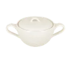 image of RAK Porcelain ANSU25 - Anna 8.45 oz Round Sugar Bowl with Lid, Oven/Microwave Safe - 6/Case