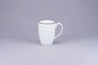 image of RAK Porcelain ASBAFMG36CD25147 Flora Mug, 12.14 oz 3.4" Dia x 4.5" H White with Black Rim - 12/Case