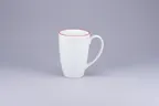 image of RAK Porcelain ASBAMG45CD25146 Flora Mug 15.2 oz 3.6" Dia x 5.15" H White/Red Rim Porcelain- 12/Case
