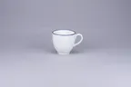 image of RAK Porcelain ASCLCU28CD25145 - 9.4 oz White Coffee Cup, 3.56" Dia x 3.35" H, Blue Rim - 12/Case