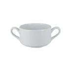 image of RAK Porcelain ASCS02 - Cream 10 oz Soup Bowl with Handles, White Porcelain, Dishwasher Safe - 12/Case