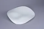 image of RAK Porcelain BCFSASP2Z30 - 11.7" Wave Bone China Plate, White, Asymmetric Two‑Zone - 6/Case