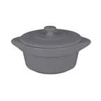 image of RAK Porcelain CFRD10GY - 4" Gray Cocotte, Lid & Handles, 7-1/3 oz, Oven/Microwave Safe - 12/Case