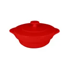 image of RAK Porcelain CFRD16BR Cocotte Dish, 6" Round Bowl with Lid, Eared Handles, 15.4 oz Porcelain - 4/Case