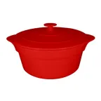 image of RAK Porcelain CFRD28BR Ember Red 11" Cocotte Dish with Lid, Handles, 155.5 oz 4qt Capacity - 1/Case