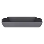 image of RAK Porcelain CFRT39GYBD - Tureen Baking Dish, 15.3" x 9.4" Stone Gray Porcelain, Oven Safe - 3/Case