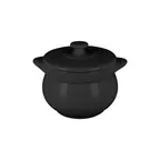 image of RAK Porcelain CFST10BK - 15.2 oz Black Porcelain Soup Tureen, 4"1/6" Dia., Lid, Oven Safe - 1/Case
