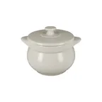 image of RAK Porcelain CFST10WH - 15.2 oz (4.1") Eared Soup Tureen with Lid, Sand White Porcelain, Oven Safe
