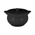 image of RAK Porcelain CFST15BK - 39oz Black Soup Tureen, 6" with Lid, Oven/Microwave Safe - 1/Case