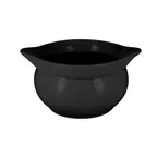 image of RAK Porcelain CFST15BKBD - 39oz Black 6" Eared Soup Tureen, Fridge/Freezer Safe - 1/Case