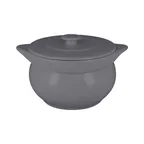 image of RAK Porcelain CFST15GY - 39oz (3.9qt) 6" Round Soup Tureen with Lid, Microwave/Dishwasher Safe - Case