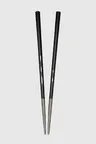image of RAK Porcelain CHPSTK-01 Chopstick Set, 9.57" Length, Black Plastic, Silver Trim, 10/Case