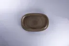 image of RAK Porcelain EAOP26SDB Oval Plate, 8.8" x 6" Dark Brown Ceramic Stoneware, Microwave Safe - 6/Case