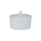 image of RAK Porcelain EVSU22 Sugar Bowl with Lid, 7.5 Oz White Porcelain, Embossed - 6/Case