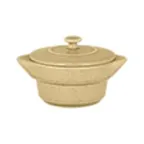 image of RAK Porcelain GNCFRD10CB Cocotte, 7.3 oz (3.95" Dia.) Bowl with Handles & Lid, Brulee - 12/Case