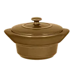 image of RAK Porcelain GNCFRD16CA 6" Caramel Bowl with Handles & Lid, 15.8 oz Oven‑Microwave Safe - 4/Case