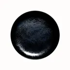 image of RAK Porcelain KRNNPR18 - 7" Round Karbon Plate, Coupe Rim, Black Porcelain, Dishwasher Safe - 24/Case