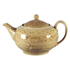 image of RAK Porcelain KSTP110OC - 37.19 oz Ocher Porcelain Coffee Pot with Lid, 27-38 oz Capacity - 1/Case