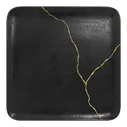 image of RAK Porcelain KZAUSP30G2 Kintzoo Plate, 11.8" x 11.8" Black/Gold Porcelain, Oven Safe - 6/Case