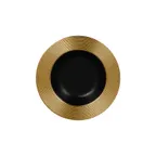 image of RAK Porcelain MFEVDP23GB Fusion Plate, 9.5" Deep Round Porcelain, Gold Embossed Finish - 12/Case