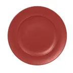 image of RAK Porcelain NFCLFP33DR Fusion 13" Round China Plate, Wide Rim, Magma Dark Red, Oven Safe - 6/Case
