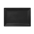 image of RAK Porcelain NFCLRP33BK Black Rectangular Plate 13" x 9.05" Flat Narrow Rim China OvenSafe - 6/Case