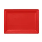 image of RAK Porcelain NFCLRP33BR Rectangle Plate 13" x 9.05" Ember Red China Lead‑Free - 6/Case