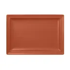 image of RAK Porcelain NFCLRP33BW Neo Fusion Rectangle Plate 13" x 9.05" Terra Brown China Narrow Rim - 6/Case