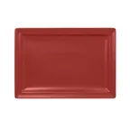 image of RAK Porcelain NFCLRP33DR Rectangular Plate, 13" x 9.05" Dark Red China Lead‑Free, Oven Safe - 6/Case