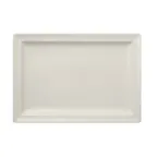 image of RAK Porcelain NFCLRP33WH Rectangular Plate 13" x 9.05" Sand White China Narrow Rim Oven Safe - 6/Case