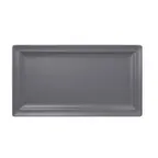 image of RAK Porcelain NFCLRP38GY Neo Fusion Rectangular Plate 15" x 8¼" Stone Gray Rim, Oven Safe - 6/Case