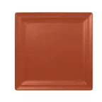 image of RAK Porcelain NFCLSP30BW Square Plate 11½" x 11½" Terra Brown China Flat Rim Oven Safe - 6/Case