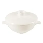 image of RAK Porcelain NNCS27LD - Nano Cream Round Porcelain Soup Lid, White, 12" Diameter, Case of 12/Case