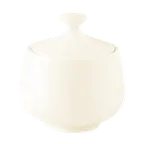 image of RAK Porcelain NNSU25 Nano Sugar Bowl, 8.5 oz, 3-1/8" Dia Round White Porcelain with Lid - 6/Case