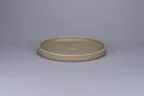 image of RAK Porcelain NOLD23SBI - 9" Round Rimless Beige Ceramic Plate, Microwave Safe, Stackable, 6/Case