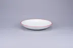 image of RAK Porcelain ONDP23CD25146 - Coupe Pasta Bowl 9" Dia x 1.55" H 23.5 oz White Red Rim - 12/Case