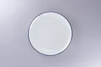 image of RAK Porcelain ONPR24CD25145 Coupe Rim Plate, 9.45" Round White Porcelain Blue Edge - 12/Case