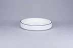 image of RAK Porcelain PLNODP23CD25145 - 33oz Round Deep Pasta Bowl, 9" White Blue Rim, Stackable - 1/Case