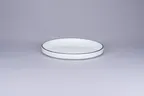 image of RAK Porcelain PLNOLD23CD25145 Stackable Rimless Plate, 9.1" Round Blue Rim, Porcelain - 12/Case