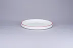 image of RAK Porcelain PLNOLD23CD25146 - 9.1" Round Rimless Plate, White Red Rim, Porcelain, Sold per Case