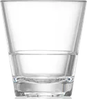 image of RAK Porcelain PLYWHTRK08 Stack Rocks, 3.25" D x 3.5" H, 8 oz Clear Polycarbonate Barware - 24/Case